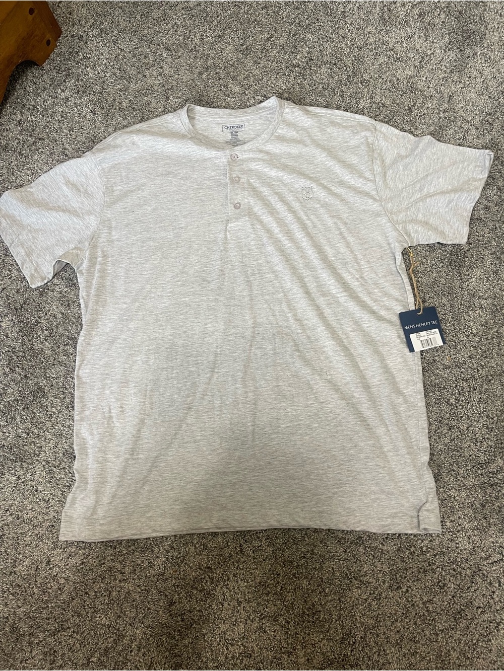 Cherokee Light Heather Gray Short Sleeve Henley
